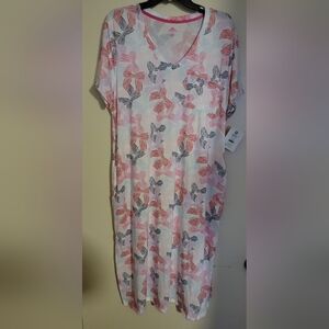 Women’s Floral Short-Sleeve Nightdress - Pink & Blue.  2